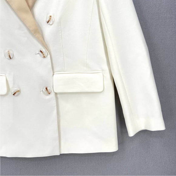 FAVORITE DAUGHTER Blazer Womens Small Cream Margaret Tuxedo Double Breasted NEW - Picture 5 of 12